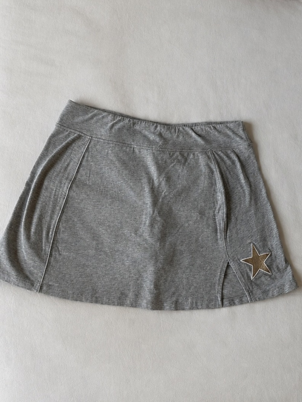 Grayson Threads Heather Gray A-Line Mini Skirt Star Patch Cotton Spandex
